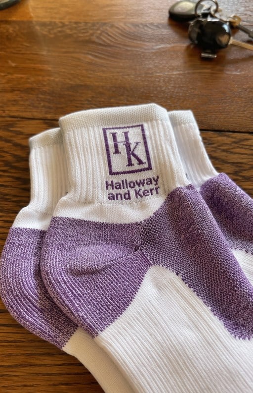 Personalized running socks — customer photo